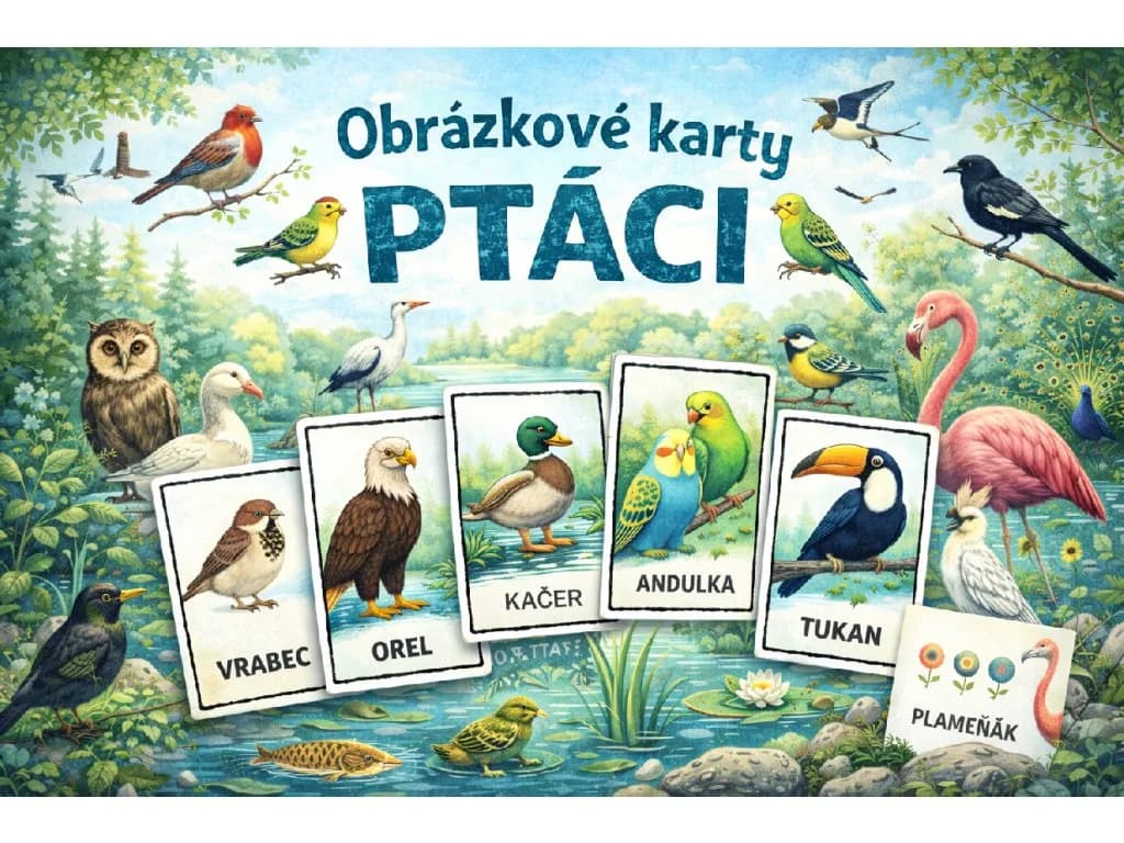 Obrázkové karty Ptáci pro děti — logopedické karty pro rozvoj řeči