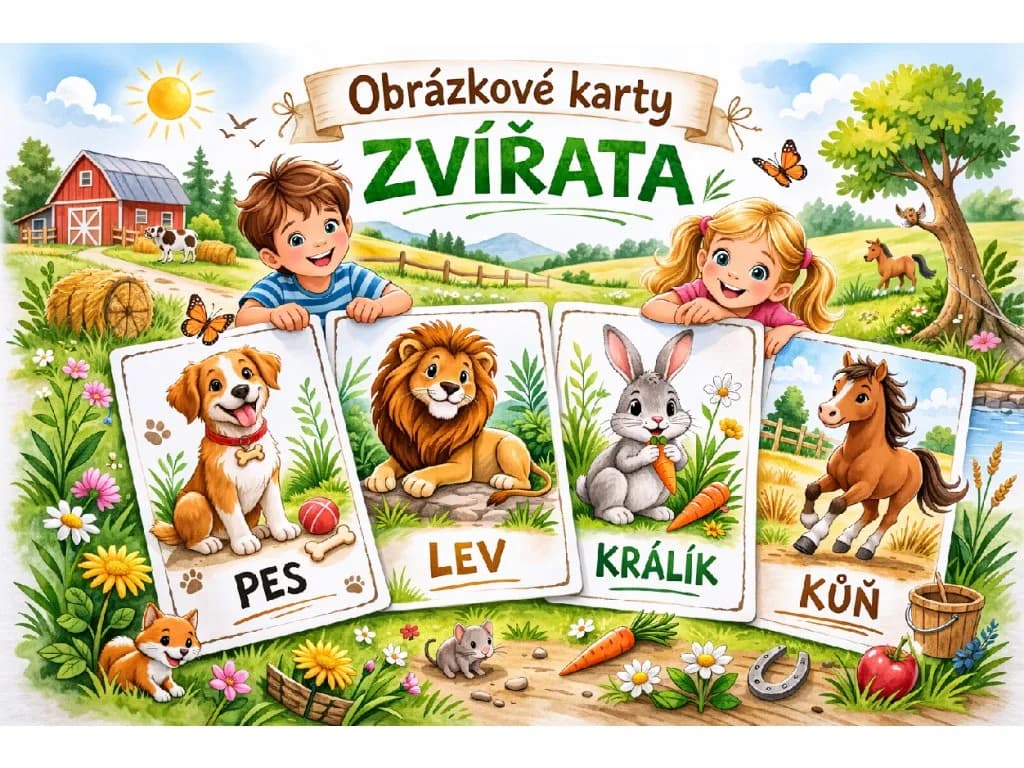 Obrázkové karty Zvířata pro děti — logopedické karty pro rozvoj řeči